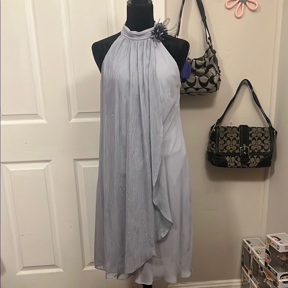 Elegant Gray Halter Dress